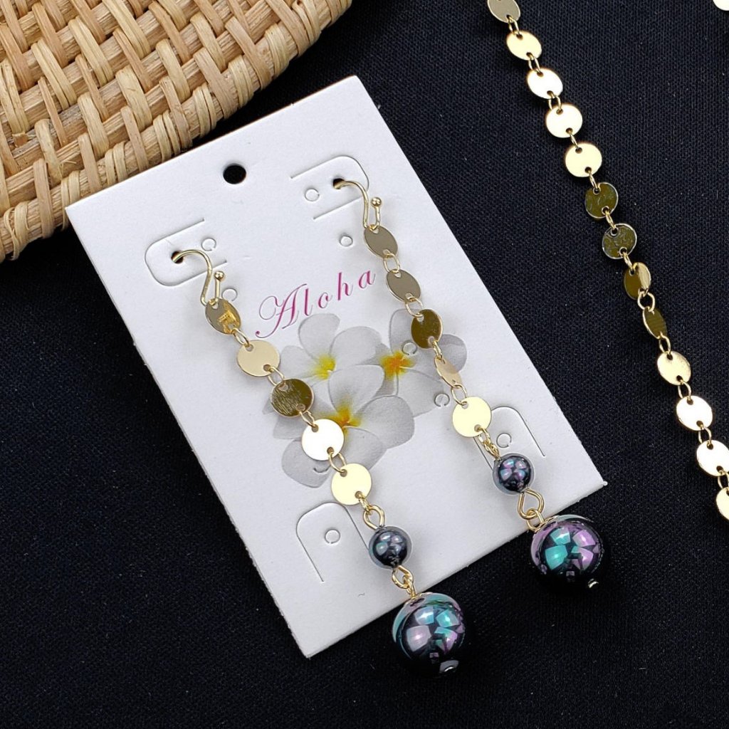 Dangle Disc Pearl Earrings